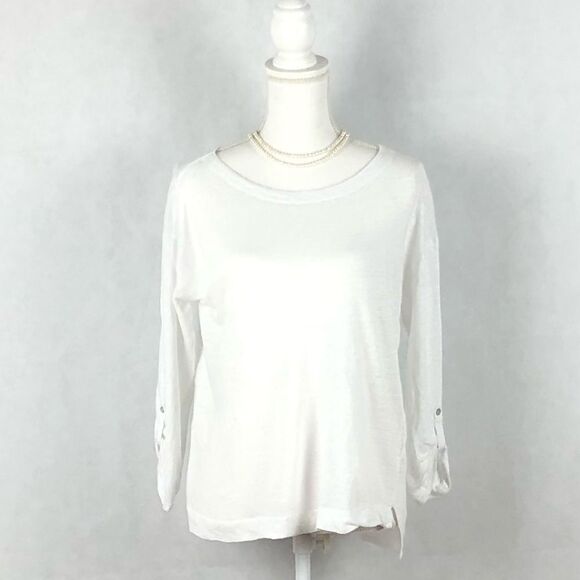 Sz S Adrienne Vittadini 100% Linen White Top - Picture 1 of 7